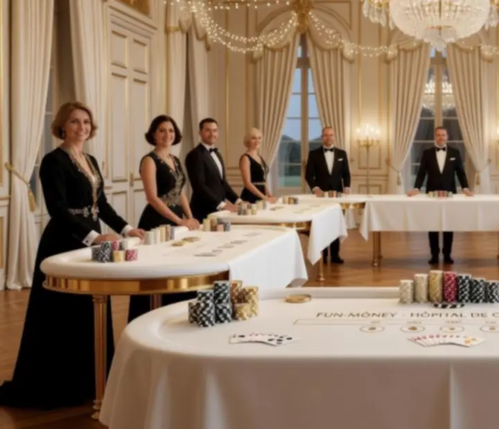 Tables à thème lumineuses et élégantes pour une soirée de gala en France