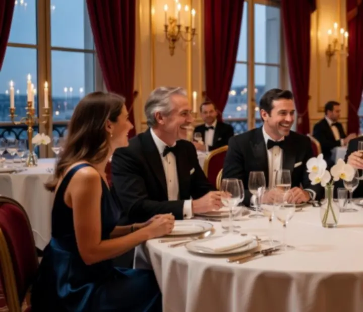 Invités souriants partageant un moment convivial lors d’une soirée événementielle